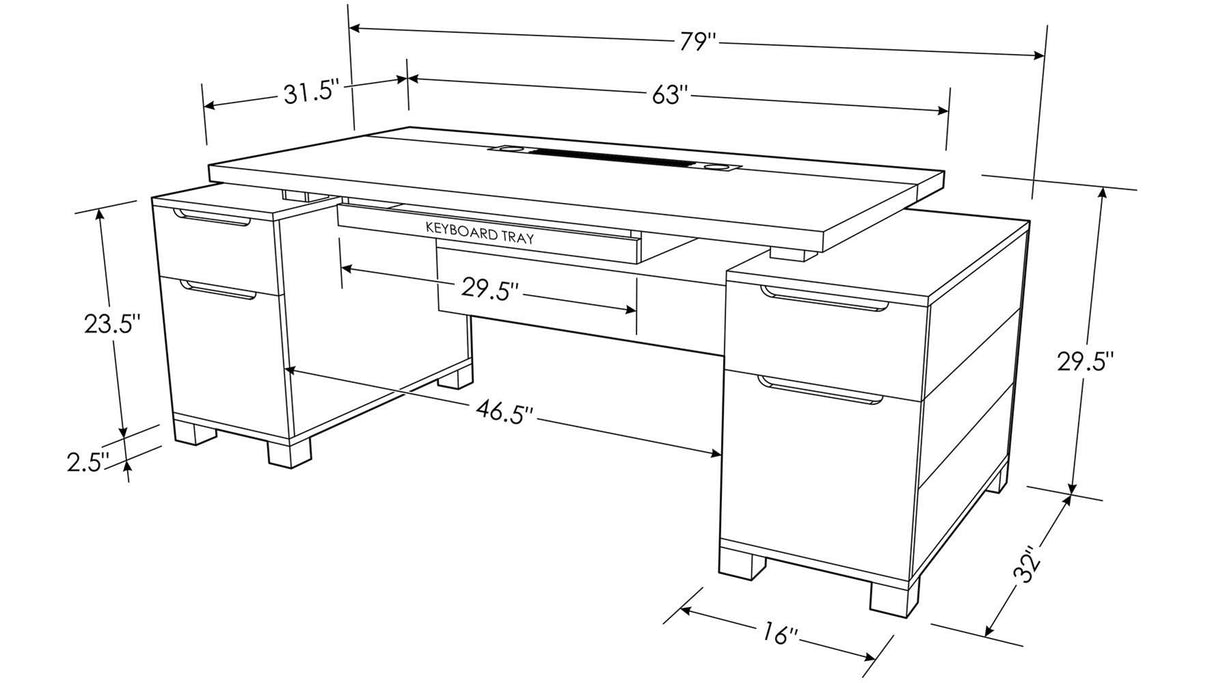 3-Piece Set with Hutch Space Credenza Desk & Lateral File Cabinet