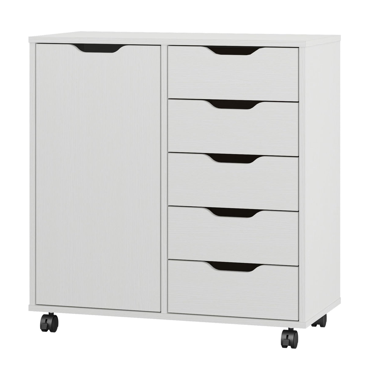 5-Drawer Chest with 1 Door, Wooden Chest of Drawers Storage Dresser Cabinet