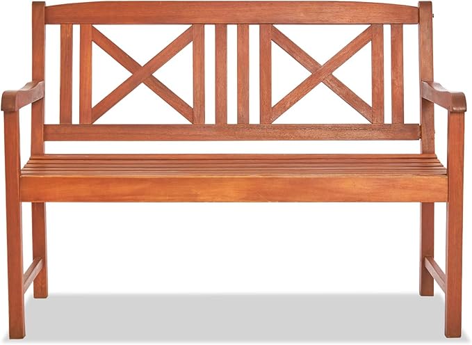 Wooden Garden Bench, Outdoor Wood Patio Bench, Rustic Two Person Loveseat Chair