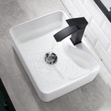 White Rectangle Ceramic Bathroom Vessel Sink - Dorzom 16x12 Inch Ceramic