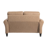 Solutions Watford Loveseat with Rolled Arms, Light Brown