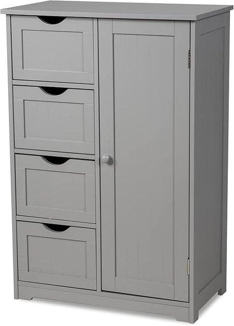 Bathroom Floor Cabinet, Multifunctional Storage Cabinet with 4 Drawers and 1 Door,