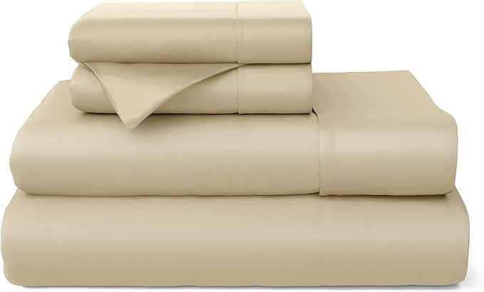 100% Rayon Derived from Bamboo Bed Sheet Set - Cooling, Breathable, Silky Soft 4-Piece