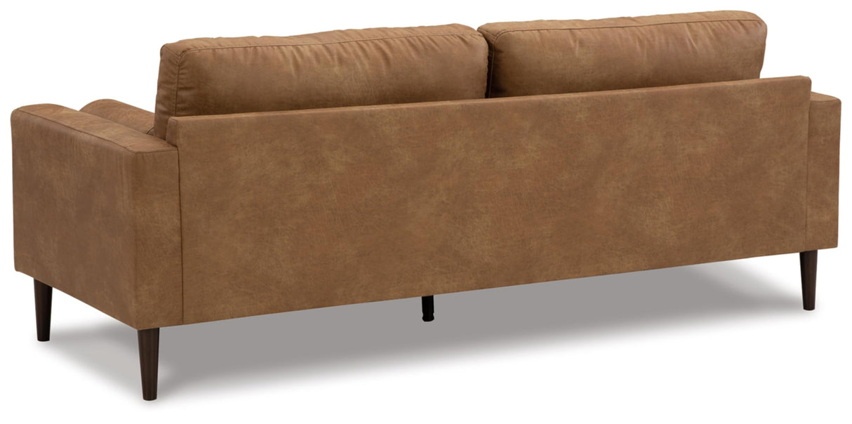 Telora Modern Faux Leather Sofa with 2 Bolster Pillows, Dark Brown