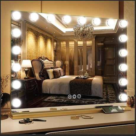 Hollywood Vanity Mirror with Lights 32x25 Large Lighted Makeup Mirror 10X Magnification