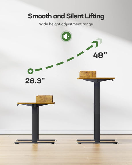 Marsail Electric Standing Desk with Dual Drawers, 55 x 24 Inches Height Adjustable Desk with Storage Shelf, Sit Stand Desk with 4 Memory Preset, 2 Storage Hooks, Stand Up Desk for Home Office, Vintage