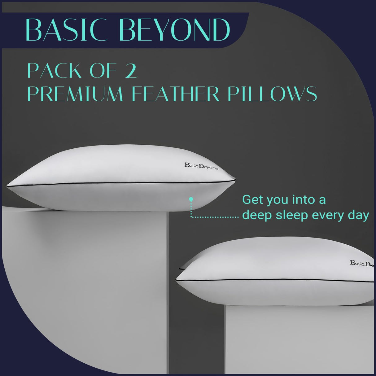 Feather Pillows Queen Size Set of 2 - Down Feather Pillows for Sleeping