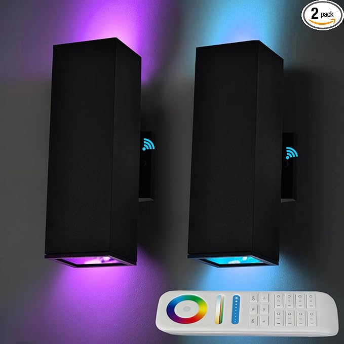 Up and Down Lights Outdoor Wall Lights, RGB LED Dusk to Dawn Outdoor Lighting