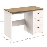 Traditional Desk with Attached 3-Drawer File Cabinet - for Home Office, Bedroom, Computer, or Craft Table by Lavish Home (White)