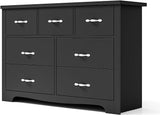 7 Drawers Dresser for Bedroom, Wood Bedroom Dresser Modern Drawer Chest