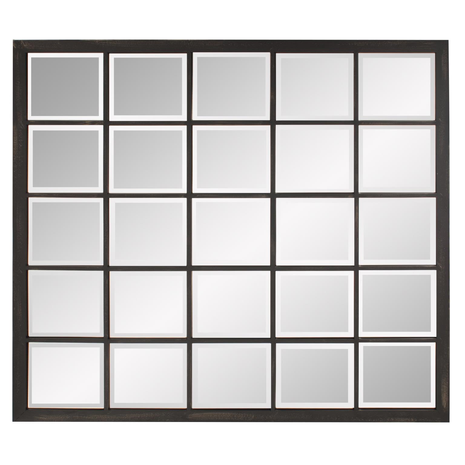Superior Hanging Rectangular Window Design Wall Mirror, Accent, Bronze