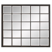 Superior Hanging Rectangular Window Design Wall Mirror, Accent, Bronze