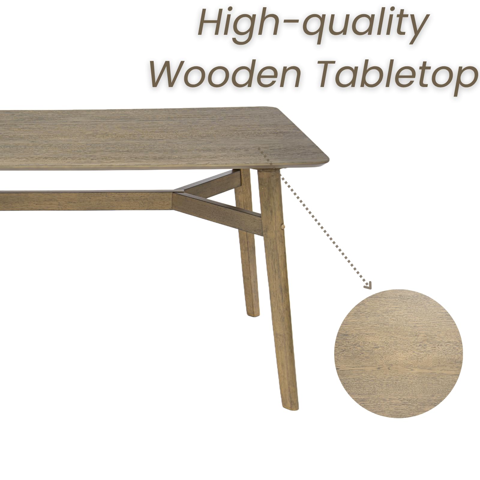 Modern Wooden Dining Table for 4-6 People - 59" Grey Rectangular