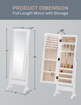 Jewelry Armoire Cabinet Standing Mirror Full Length with Jewelry Storage, LED Lights 5 Adjustable Angles Jewelry