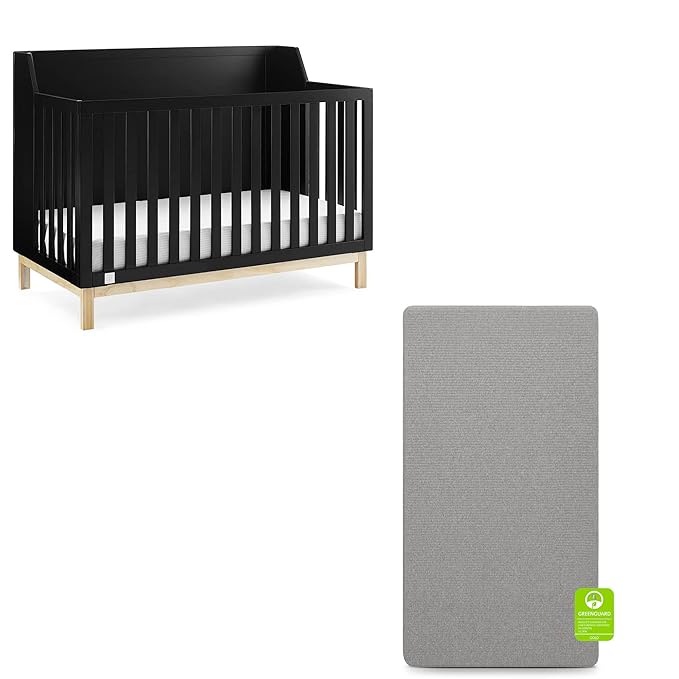 Delta Children Oxford 6-in-1 Convertible Crib TrueSleep 2-Stage Deluxe Crib and Toddler Mattress (Bundle)