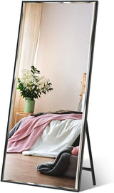 Full Length Mirror 55"x16" Standing or Wall Hanging, Vertical Black Frame HD Rectangle