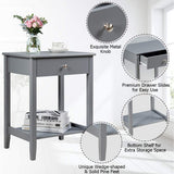 Nightstand Wooden 2-Tier Couch Sofa Side Table with Drawer, Storage Shelf