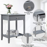 Nightstand Wooden 2-Tier Couch Sofa Side Table with Drawer, Storage Shelf