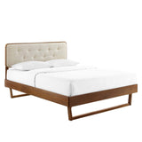 Bridgette Wood Platform Bed with Angular Frame, King, Walnut Beige