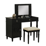 Seraph Featuring Stool and Mirror Black Vanity Set,