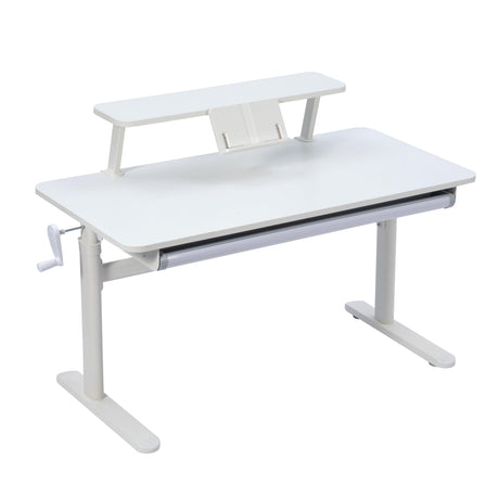 Children's Adjustable Study Desk with Detachable Bookshelf - Height-Adjustable [39" x 23"] Workstation for Kids - Tilting Desktop, Storage Drawer, Ergonomic Design,White