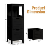 Bathroom Storage Cabinet, Freestanding Wooden Side Storage Cabinet with 2 Adjustable Drawers,