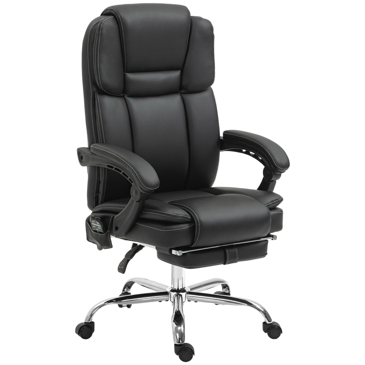 Massage Office Chair with 6 Vibration Points, Heated Reclining PU Leather Computer Chair