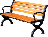 Outdoor Garden Patio Bench,Iron Metal Steel Frame Park Bench with Backrest and Armrest f