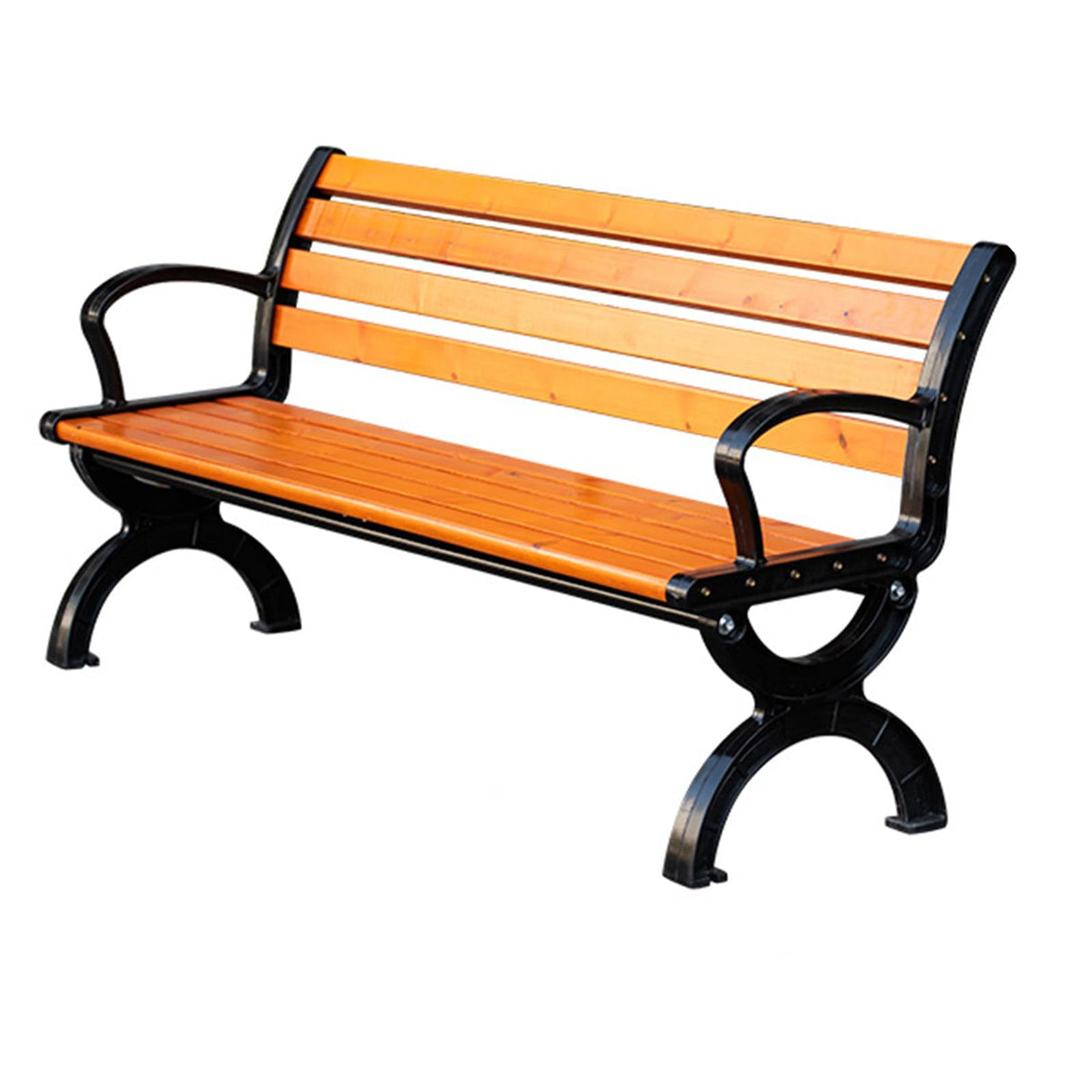 Outdoor Garden Patio Bench,Iron Metal Steel Frame Park Bench with Backrest and Armrest f