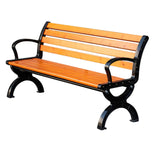 Outdoor Garden Patio Bench,Iron Metal Steel Frame Park Bench with Backrest and Armrest f