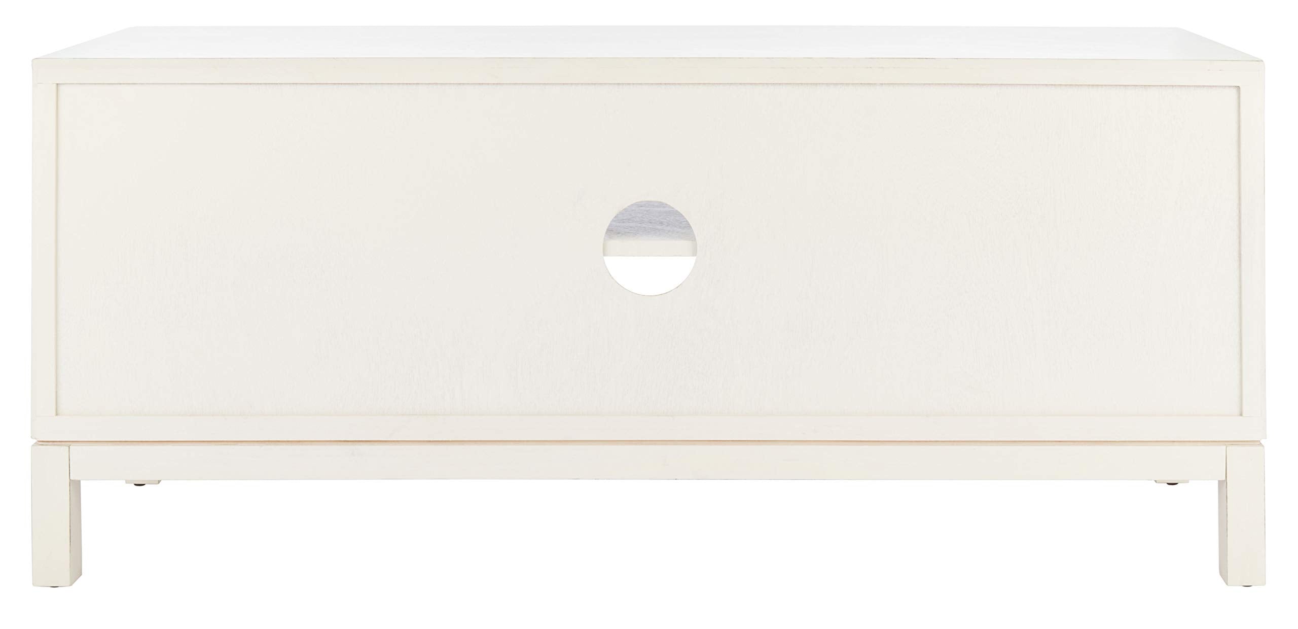 SHome Collection Ajana Distressed White and Honey Brown 2-Door 1-Shelf Media