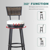 Patio Bar Stools Outdoor Swivel Bar Height Stool Chairs Set of 2