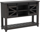 Entryway Table w/Sliding Barn Doors, 46'' Farmhouse & Industrial Console Table