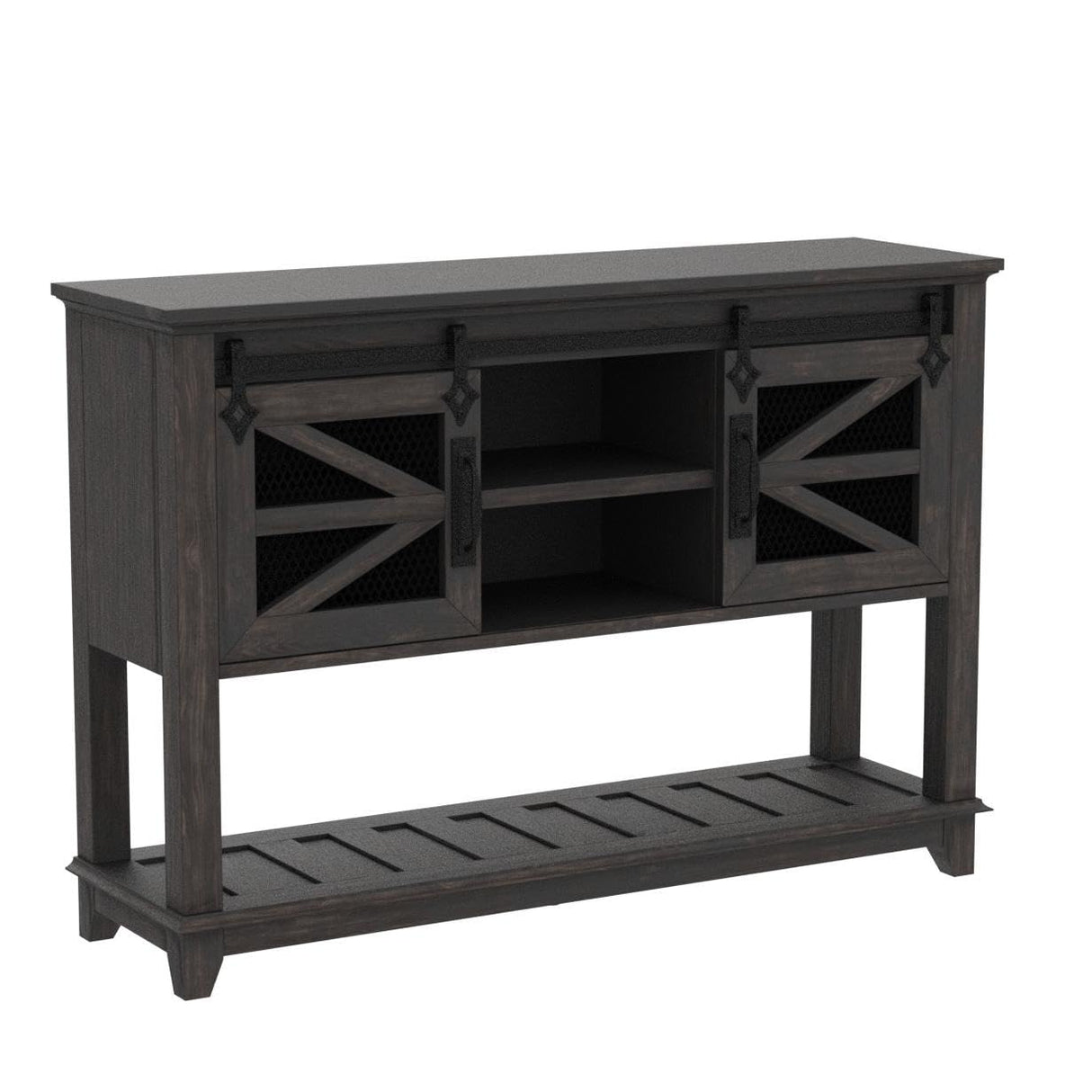 Entryway Table w/Sliding Barn Doors, 46'' Farmhouse & Industrial Console Table