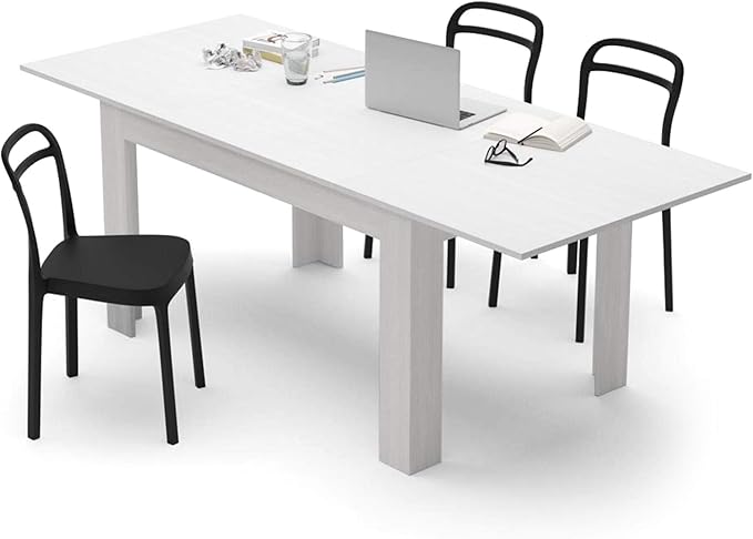 , Easy, Extendable dining table, 55,1(86,6) x35,4 in, Ashwood Black, for 6-10 people,