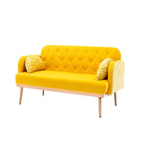 Twin Size Loveseat Accent Sofa Small Velvet Couch with Elegant Moon Shape