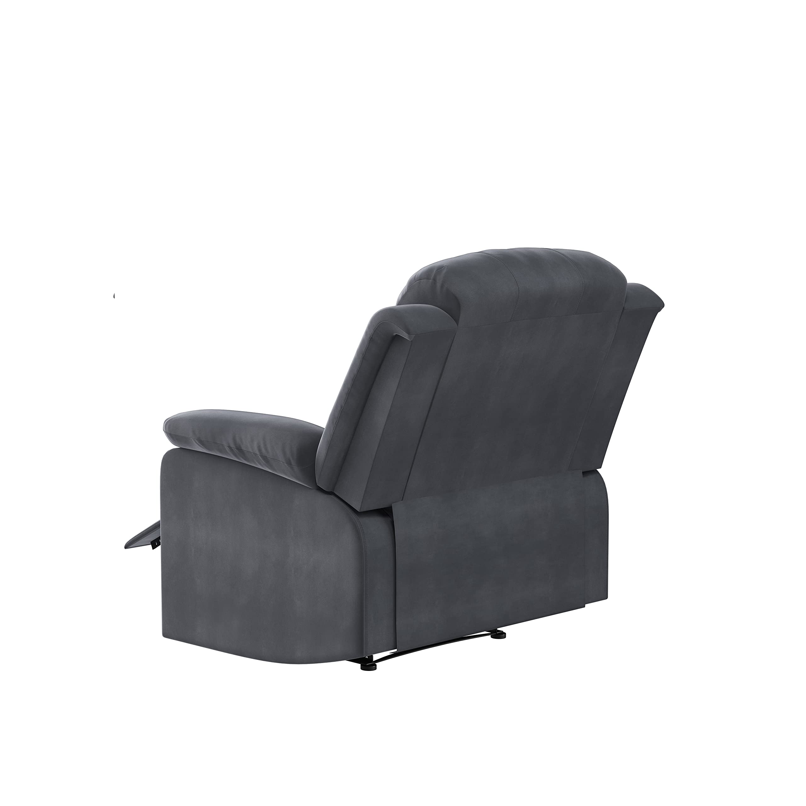 EaseLounge Classic Steel Grey Manual Recliner with Plush Cushion Back