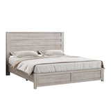 Farmhouse Full Bed Frame with 49" Tall Headboard, Wooden Platform Bed with Hidden