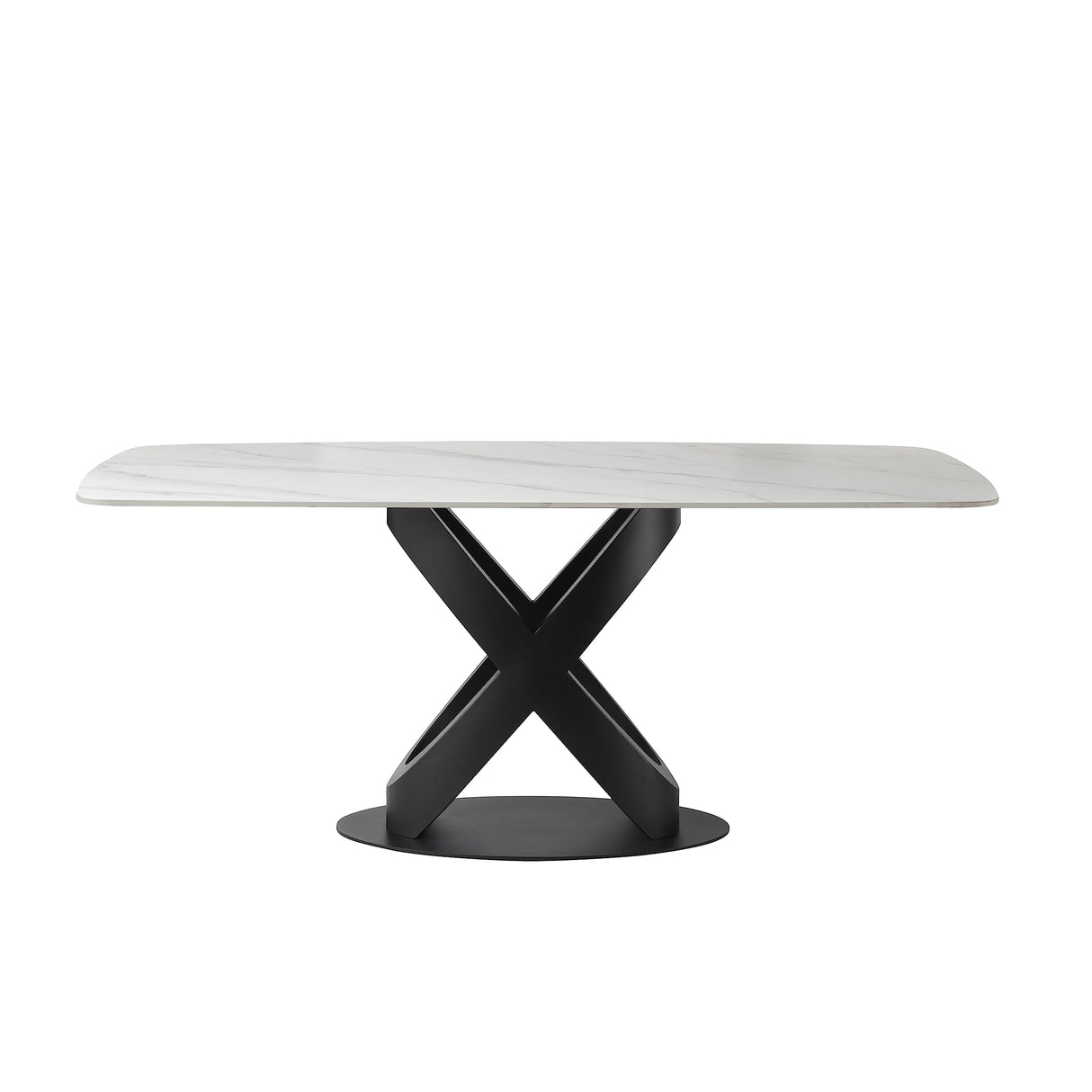 Modern Dining Table for 6, Matte White Dining Table Sintered Stone Dining Table Top