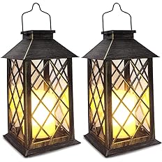 Solar Lantern,Outdoor Garden,2 Pack 14 Inch Lasts 3X Longer 10 lumens