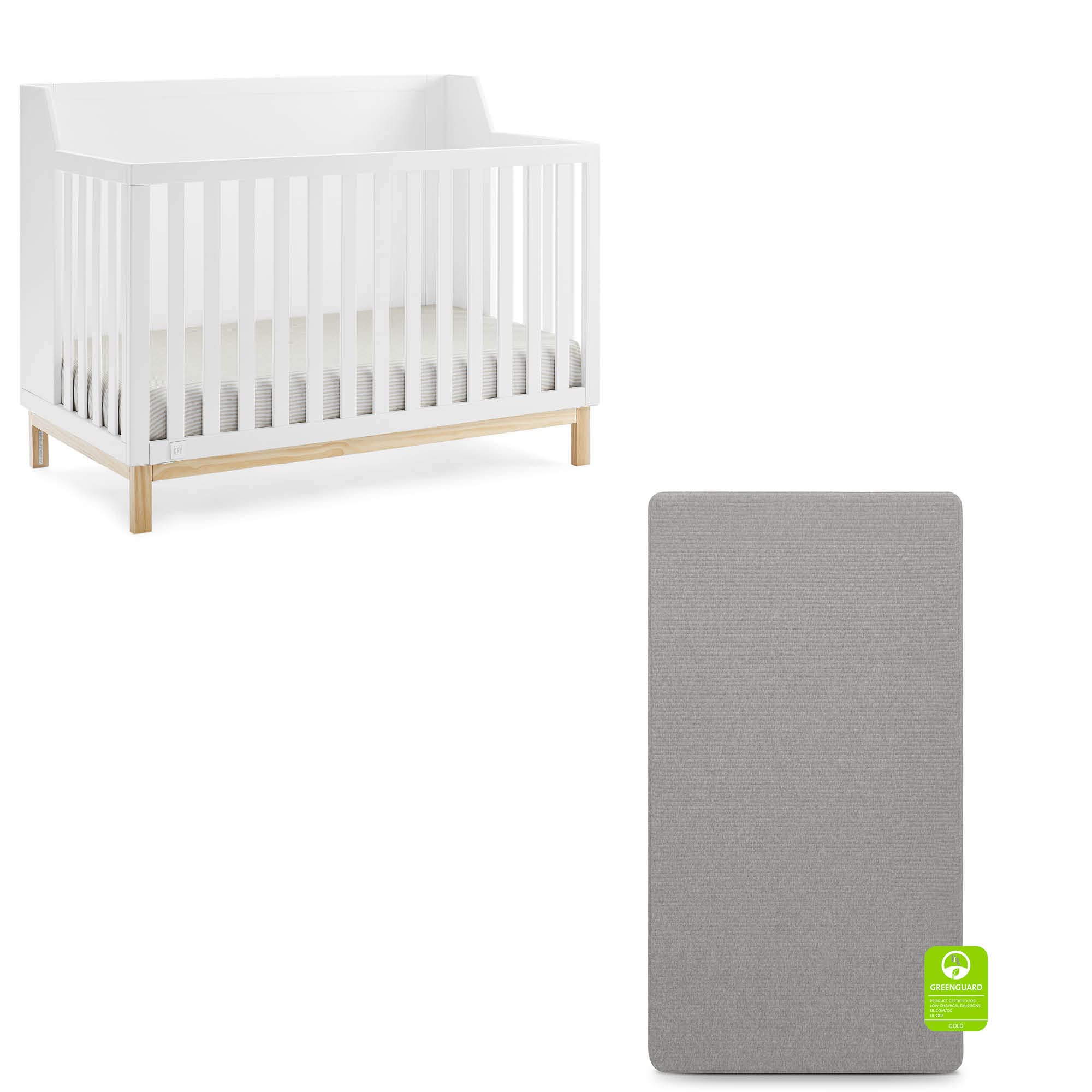 Delta Children Oxford 6-in-1 Convertible Crib TrueSleep 2-Stage Deluxe Crib and Toddler Mattress (Bundle)