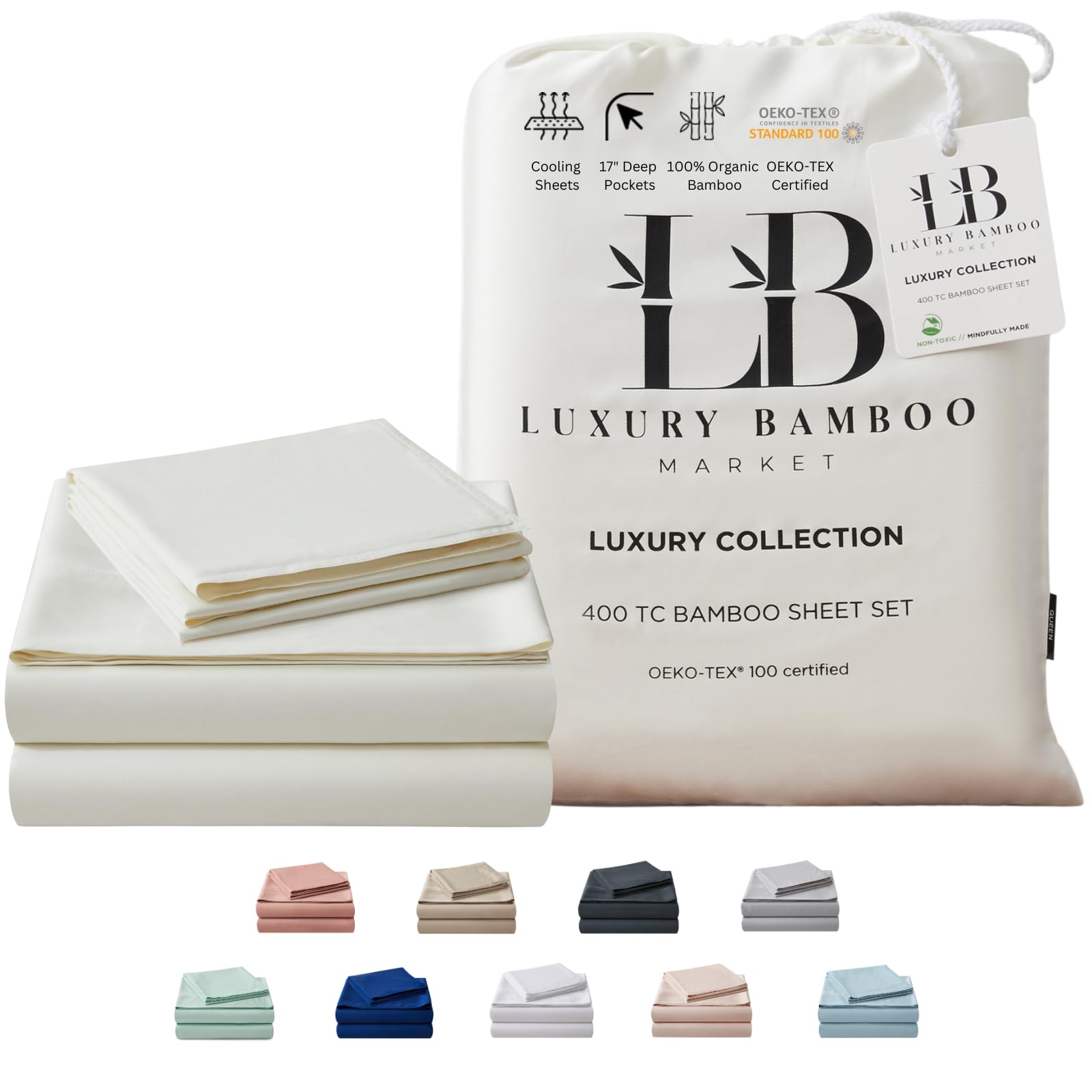 King Size Bed Sheet Set | 100% Viscose Made from Bamboo | Organically