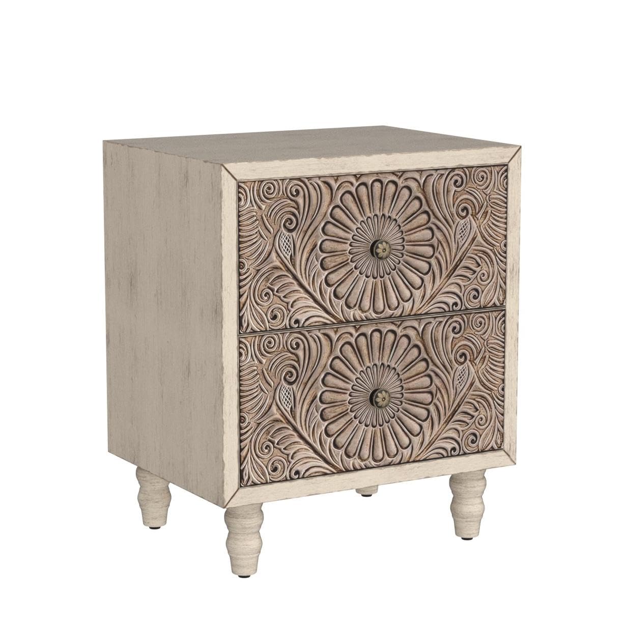 End Table with 2 Drawers Sets of 2, 2 Tier Bedside Table Sets, Wood Grain Nightstand