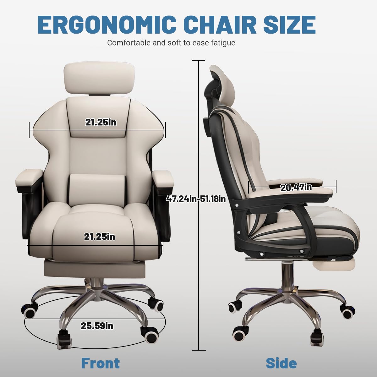 Executive Computer Chair Home Office Desk Chair,Adjustable Angle, Ergonomic Adjustable Height PU Leather Chairs with Cushions Armrest for Long Time Seating-High Office Chair with Footrest…