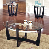 Contemporary Oval 3-Piece Occasional Table Set includes Glass Coffee Table