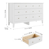 White Dresser, Chest of Drawers, Modern 6 Drawer Double Dresser with Deep Drawers