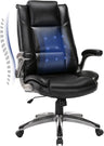 Leather Executive Office Chair - High Back Ergonomic Desk Chair with Flip-Up Arms