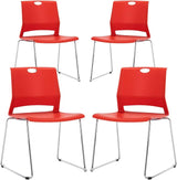 Waiting Room Chairs, Pack of 4 Plastic Chairs Office Guest Chairs & Reception Chairs Staking Chairs for Meeting Room,