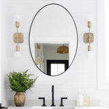 Oval Black Bathroom Mirror 24'' x 36'' Matte Black Metal Framed Vanity Mirror