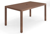Bedford 70" Indoor-Outdoor Aluminum Patio Table with Umbrella Hole and Brushed